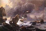 Ships in Distress off a Rocky Coast by Ludolf Backhuysen